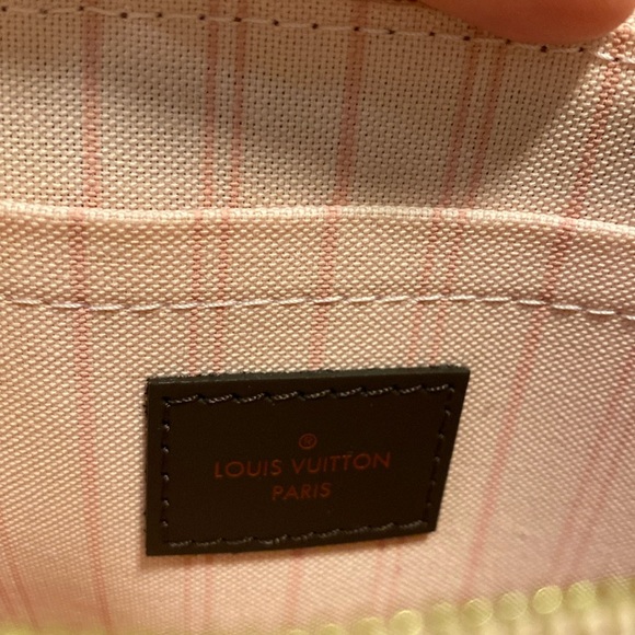Luis Vuitton Authentic Damier Ebene Neverfull MM GM Pochette Rose Ballerine! - Picture 7 of 10